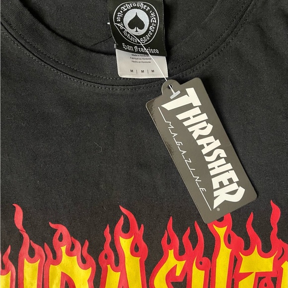 Thrasher Black and Red Flame Logo Tee - Picture 2 of 4